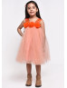 Peach Tulle Orange Flowers Adorable Flower Girl Dress